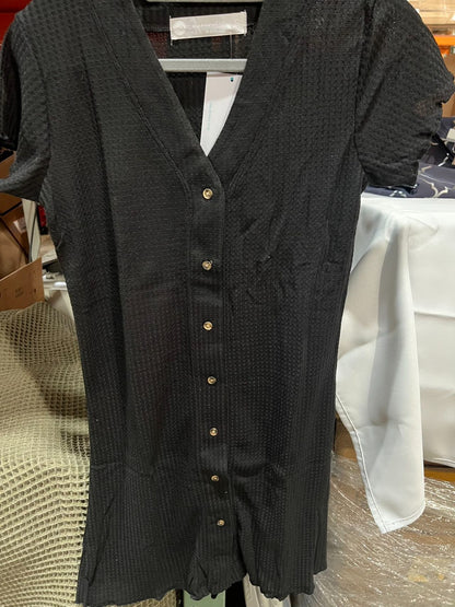 Nightshirt, Lightweight Button Down Pajama Top black Size S