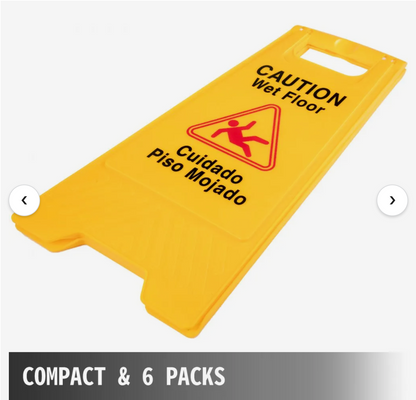 BestEquip 6 Pack Caution Wet Floor Signs 25\" Double Sided Caution Sign