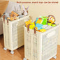 Large Folding Storage Basket with Wheels  Cream  15*11.2*21