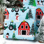 Blue Reversible Christmas Wrapping Paper Roll