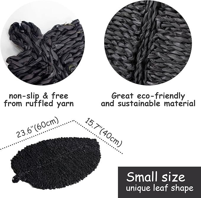 Leaf shape mat (Black) sustainable , L 23.6✖ W 15.7 inch