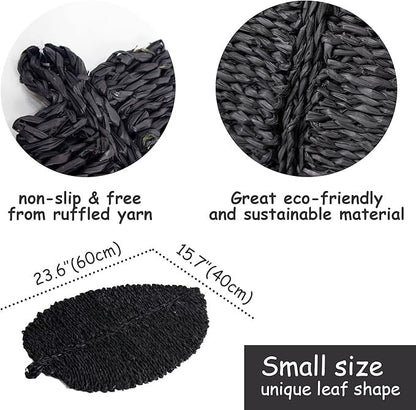 Leaf shape mat (Black) sustainable , L 23.6✖ W 15.7 inch