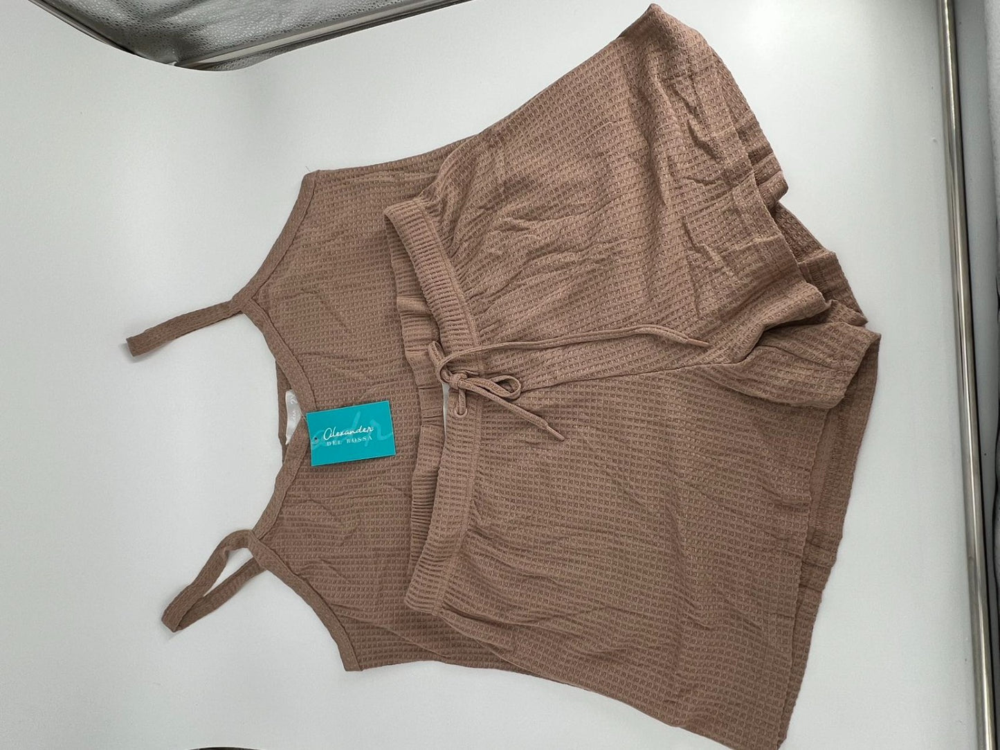 Women's Satin Sleeveless Top & PJ Shorts Pajamas Set Shadow Beige 2X