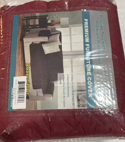 H.VERSAILTEX 1-Piece Reversible Quilted XL Sofa Pet Cover Protector, Burgundy/Ta