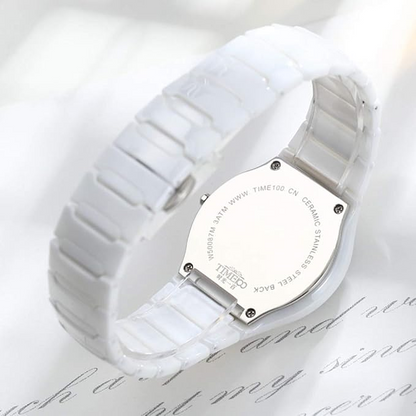 women's and men's quartz watches, ceramic watches with calendar function, quartz