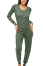 Women's Waffle Knit Thermal  Pajama Romper green Size XL