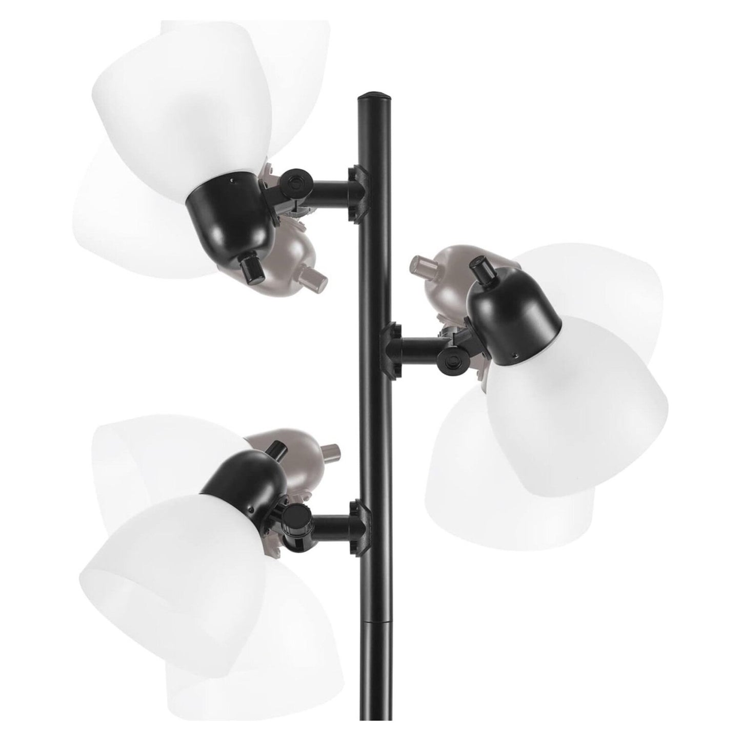 12719 Life 63" 3-Light Floor Lamp, Matte Plastic, LED Bulbs Included, Black with