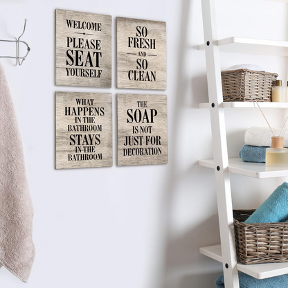 Toilet Rules Wall Art Decor Wood Toilet Rules Sign Funny Bathroom Sign