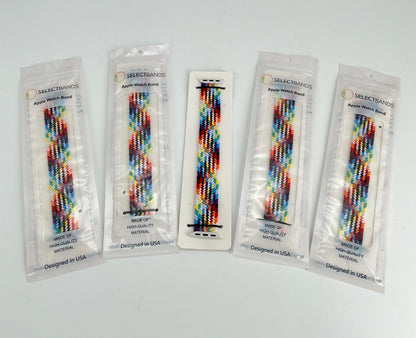 5- Pack L  Color Burst Rainbow Loop Watch Bands 0.8 x 6.7 Inch  Fits