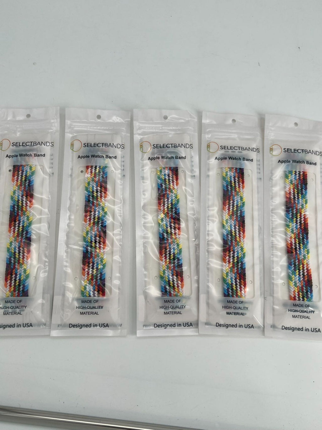 5- Pack M  Color Burst  Loop Watch Bands 0.8 x 6.2 Inch  Fits 42mm/44mm/45mm
