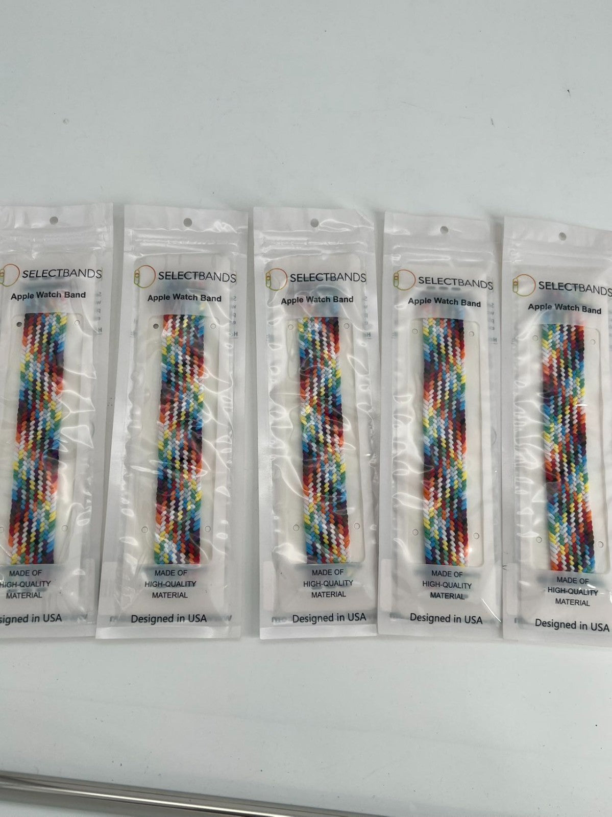 5- Pack M  Color Burst  Loop Watch Bands 0.8 x 6.2 Inch  Fits 42mm/44mm/45mm