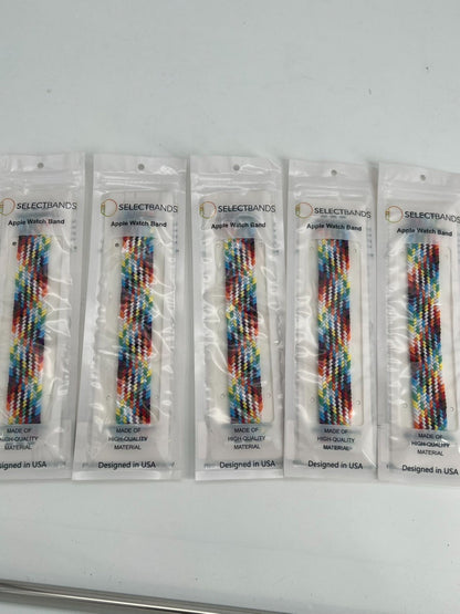 5- Pack M  Color Burst  Loop Watch Bands 0.8 x 6.2 Inch  Fits 42mm/44mm/45mm