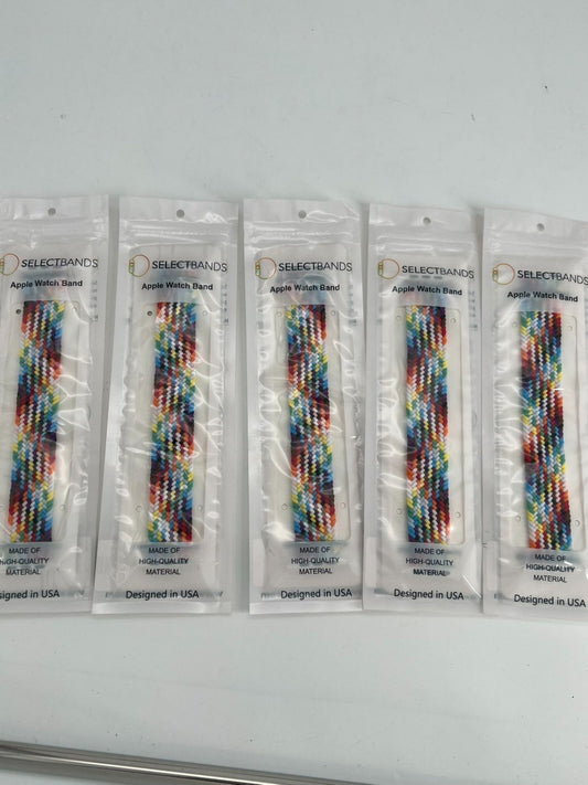 5- Pack M  Color Burst  Loop Watch Bands 0.8 x 6.2 Inch  Fits 42mm/44mm/45mm