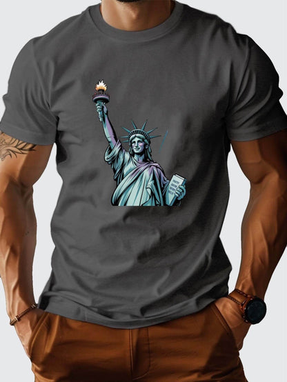 4th Of July liberty fireworks 180g pure cotton women's T-shirt  size S, M, L, XL