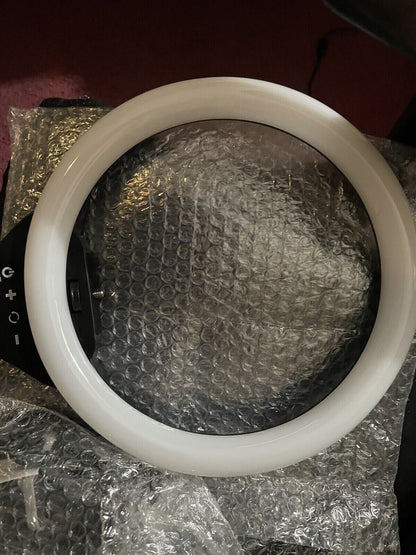 UBeesize 10in Ring Light bi-color w/Tripod, Phone Holder, and Adapter Black