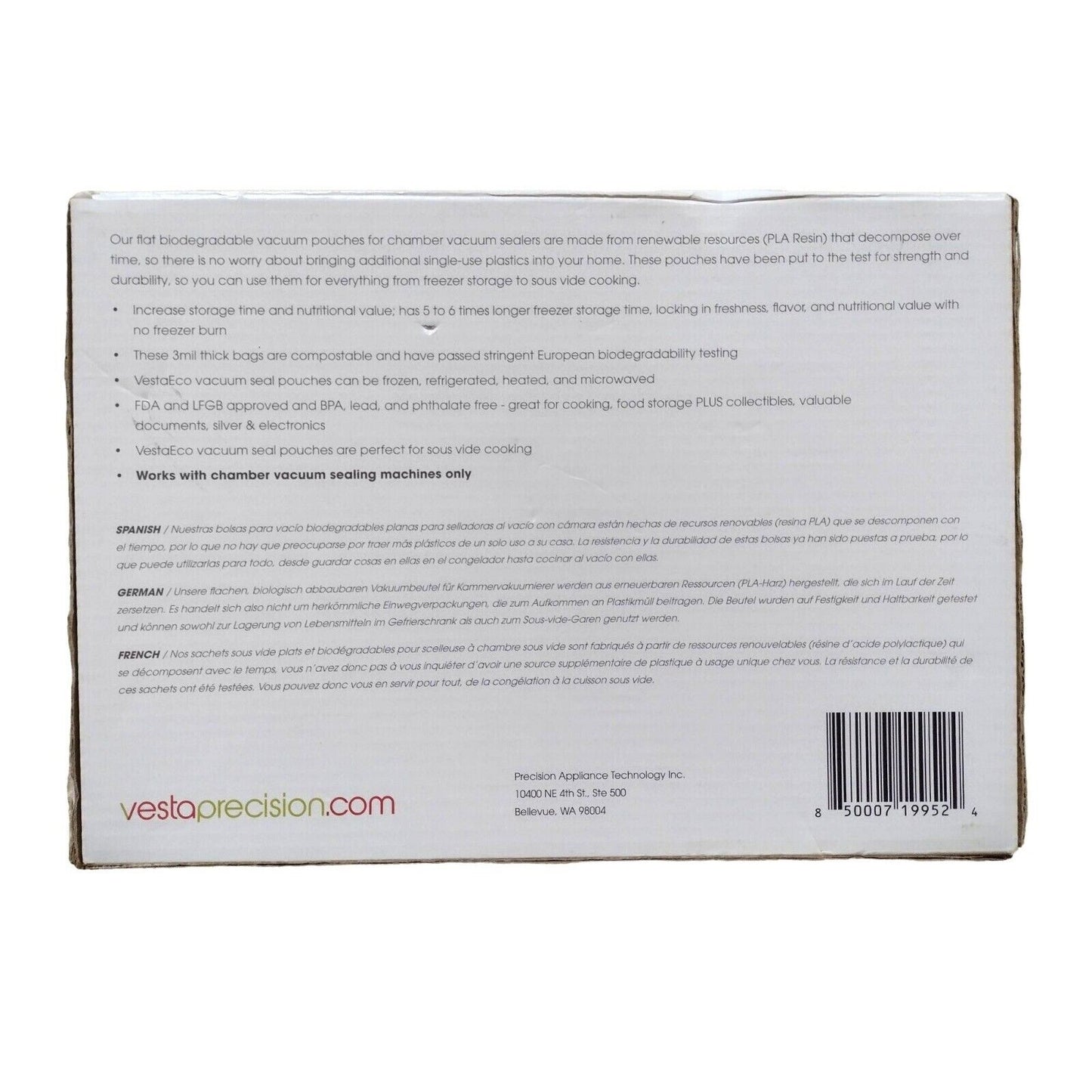 50 count 10 x 13 inch VestaEco Chamber Machine Vacuum Pouches