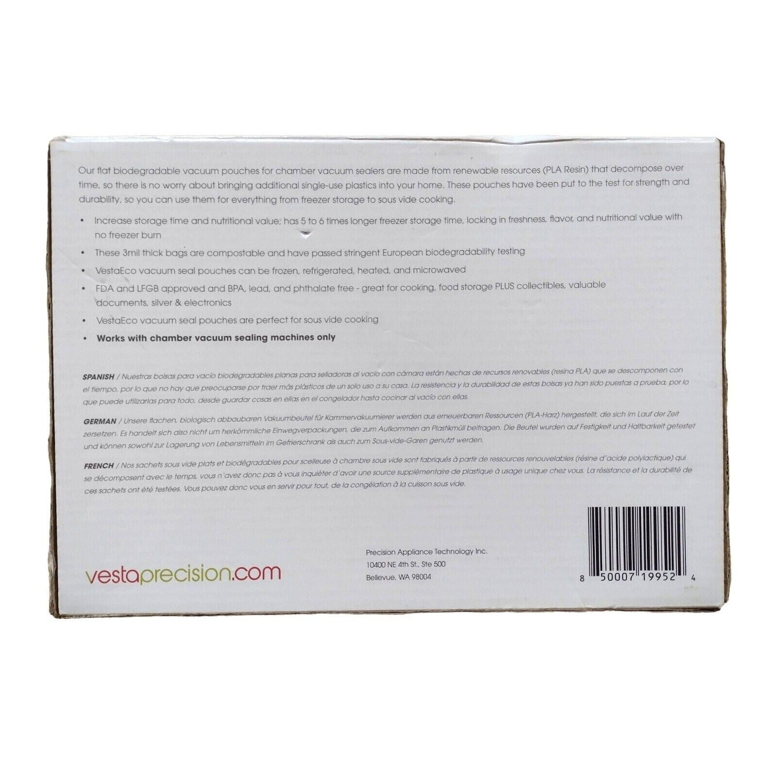 50 count 10 x 13 inch VestaEco Chamber Machine Vacuum Pouches
