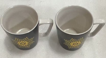 2pcs Starbucks  Coffee Mug Tea Cup with a Gold Tone Snowflake  ，Color:Black