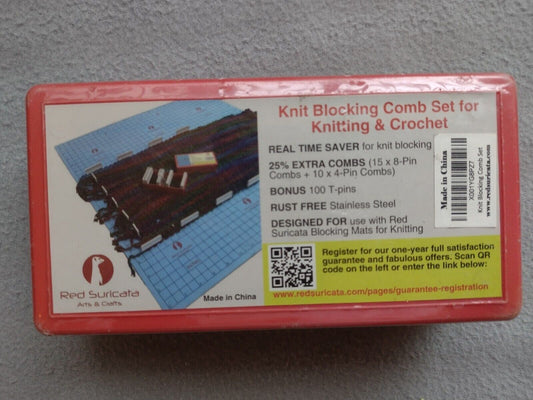 RED SURICATA Knit Blocking Comb Set Knit Crochet Lace 25 Combs 12 Pins 100 T-Pin