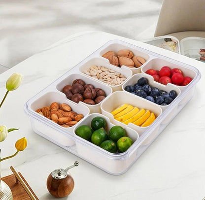 8 Compartment Snackle Box Container, Divided Serving Tray with Lid and Handle