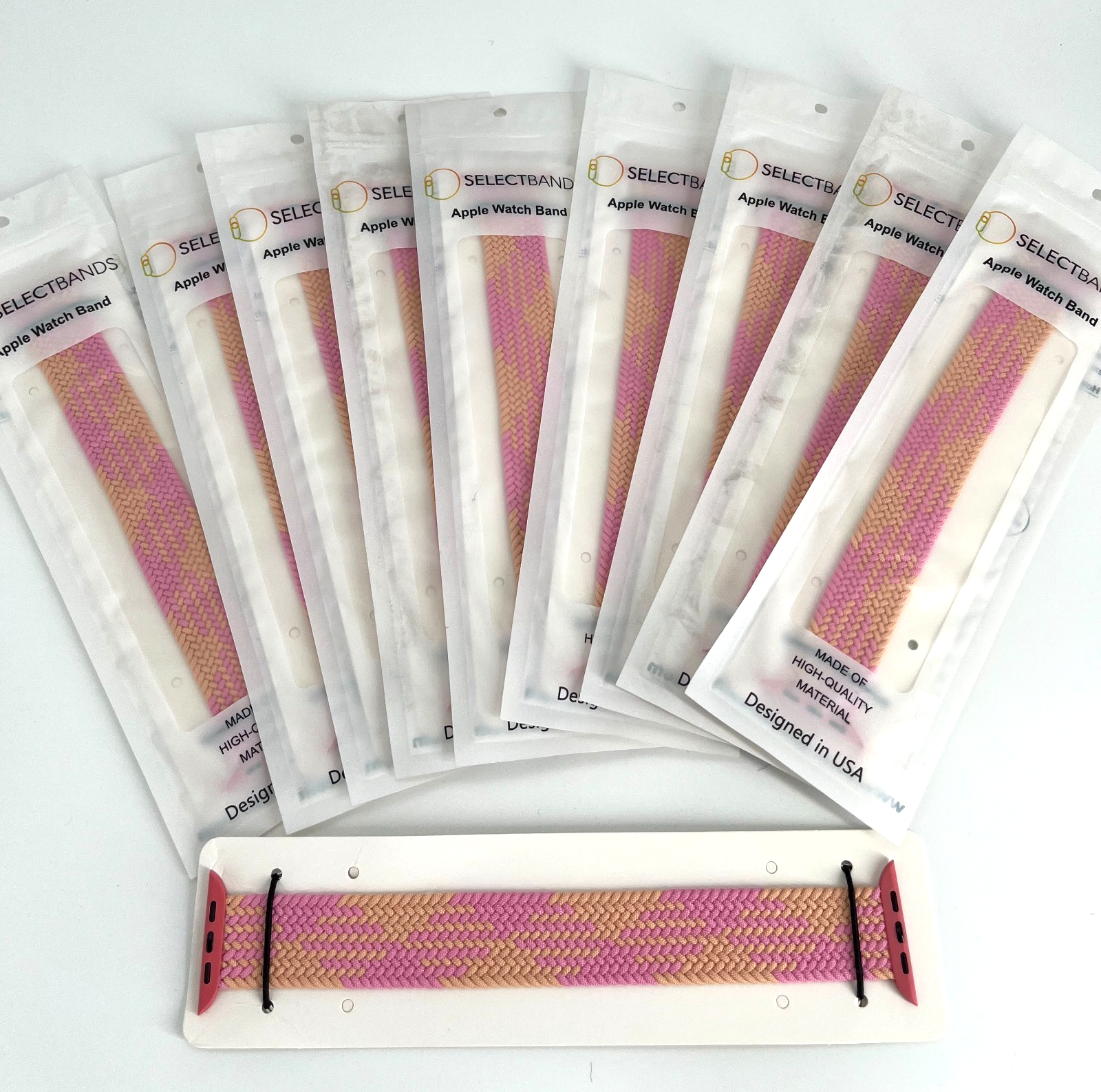 10-Pack Champagne Solid Loop Apple Watch Bands, 0.8 x 7.1Inch, Fits 42mm/44mm/45