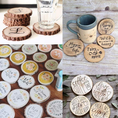 Unfinished Wood Slices – 115Pcs (3–3.5”) for DIY Crafts & Decor
