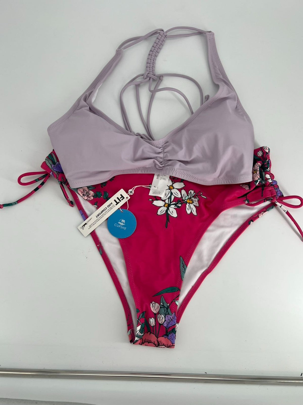 Cupshe Dreamy Gardens Wire Sweetheart High Waist Bikini New Size XL Top, XL