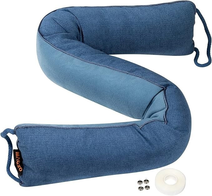 34in×4in  Under Door Draft Stopper-Weighted Noise&Wind Blocker ,Blue