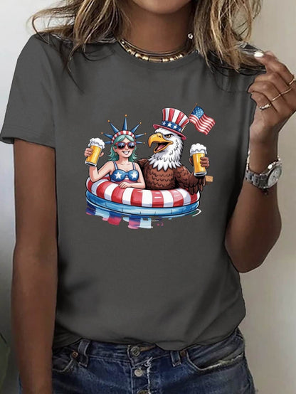 4th Of July Lady Liberty Bald Eagle Pool Float For Adult Size S-XL T-Shirt