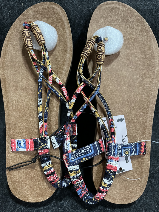 Women Strappy Flat Sandals Boho Lace up Beach Sandals Multiple colors Size 8