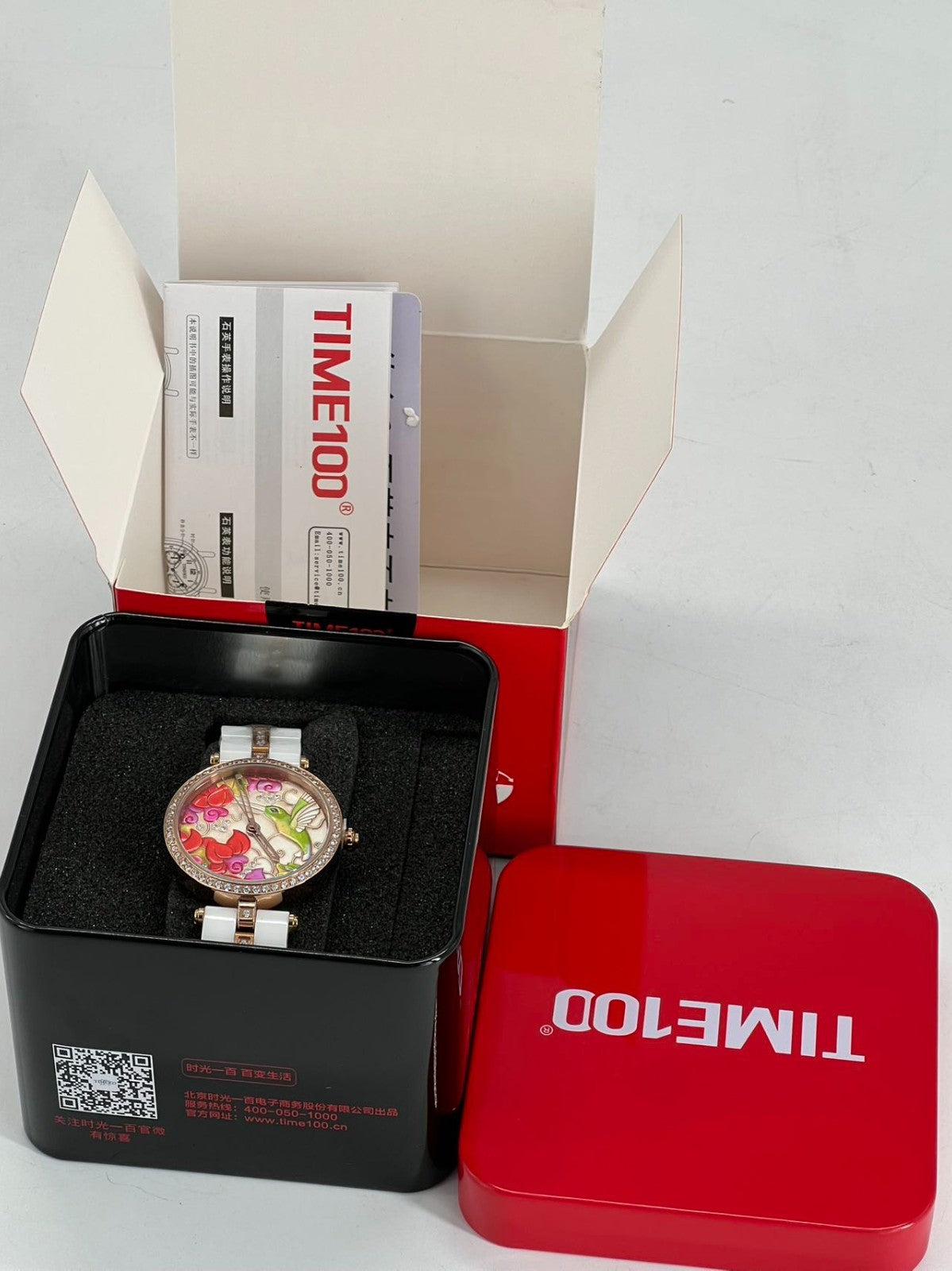 Ladies Watch High-end Ceramic Embossed Background Diamond #W50352L.02A
