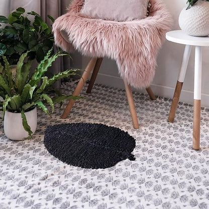 Leaf shape mat (Black) sustainable , L 23.6✖ W 15.7 inch
