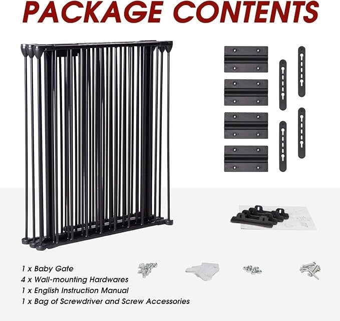 121" Extra Wide Baby Gate with Door, 5-Panel Metal Fence, 30" High