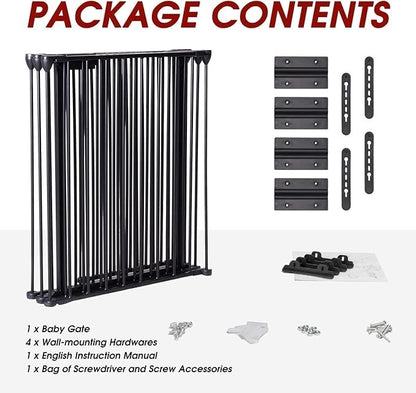 121" Extra Wide Baby Gate with Door, 5-Panel Metal Fence, 30" High