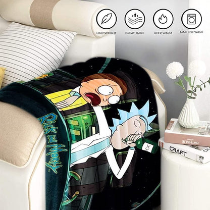 Rick and Morty Spaceship Fleece Throw Blanket, 45” x 60”