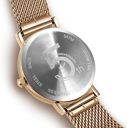 Simple Women's Watches Rose Gold Stainless Steel Mesh Band Waterproof 50M DW801