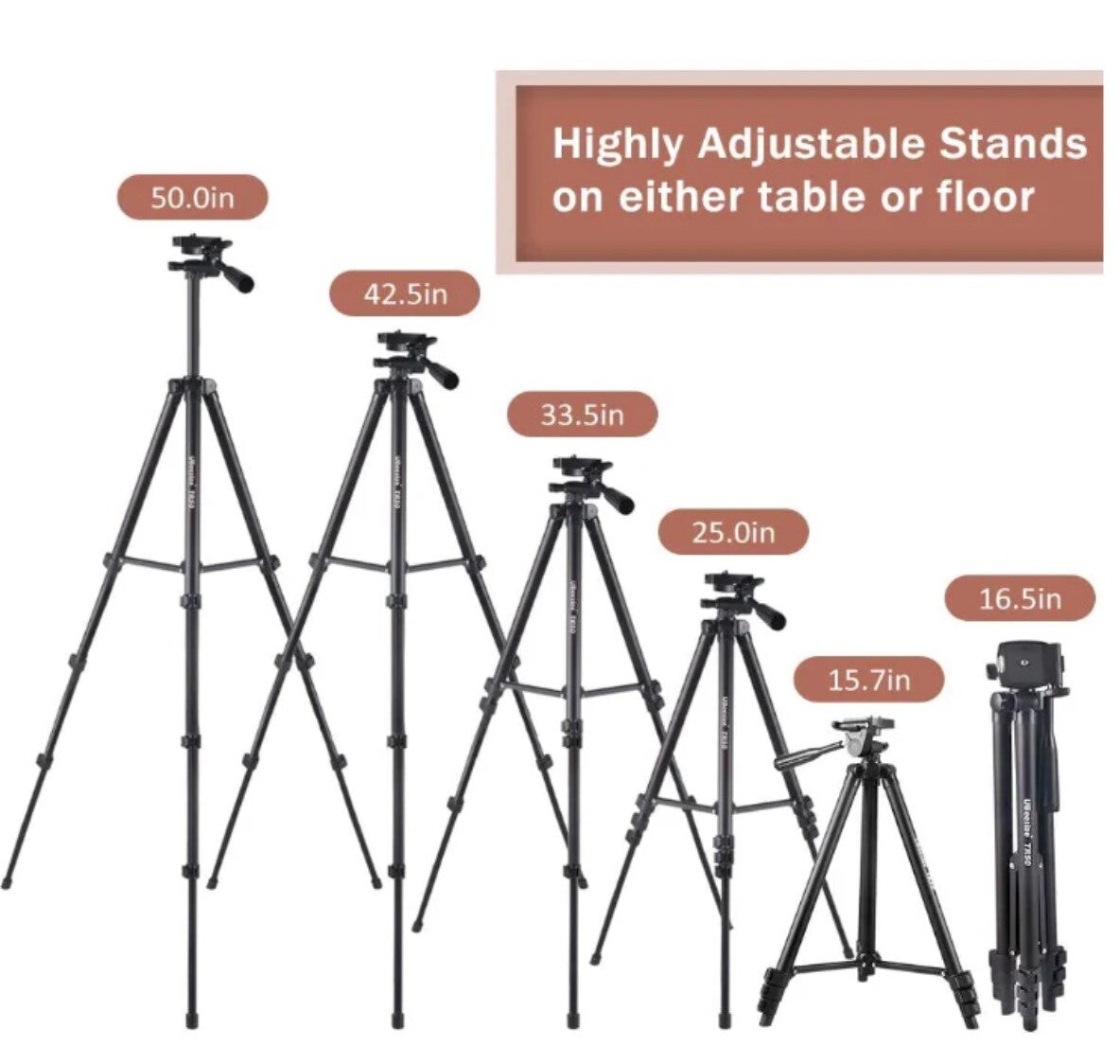 UBeesize 10.2" Selfie Ring Light with 50" Tripod Stand & Flexible Phone Holder f