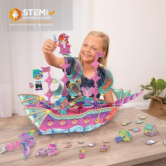 Marvelous Mermaid Ship | Build-Your-Own Magical Boat Play Set, Kids 3D Puzzle To
