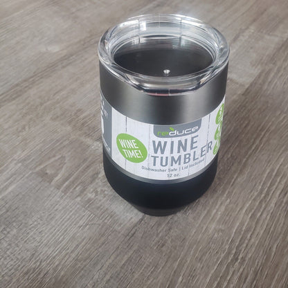 New Reduce 12 oz. Wine Thermal Cocktail Tumbler Stainless Shatterproof Lid