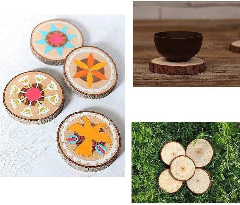 Unfinished Wood Slices – 115Pcs (3–3.5”) for DIY Crafts & Decor