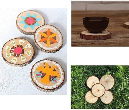 Unfinished Wood Slices – 115Pcs (3–3.5”) for DIY Crafts & Decor