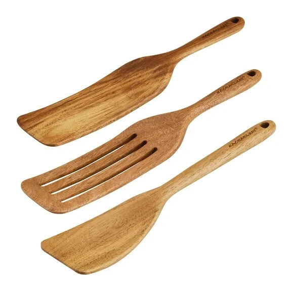 3-Piece Wooden Kitchen Utensil Set – Durable Tools & Gadgets for Cooking