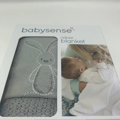 Babysense Baby Cellular Blanket, Grey, Bunnies Prints, Cotton, Large