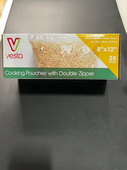 Double Zipper Clear Food Storage Bags, No Vacuum Needed, 8” x 12”, 25-Pack