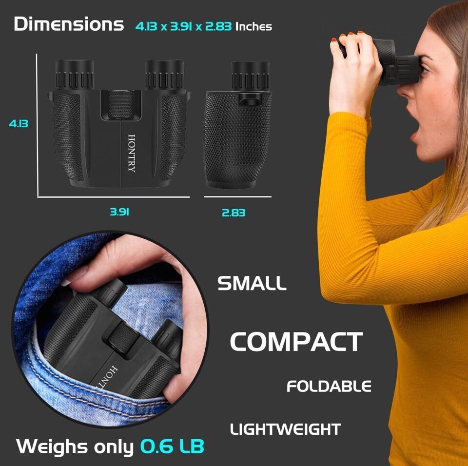 Hontry Binoculars for Adults and Kids, 10x25 Compact Binoculars for Bird Watc...