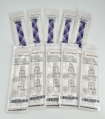 10-Pack XS  purple  Solid Loop Watch Bands 0.8 x 5.6Inch , Fits 42mm/44mm/45mm