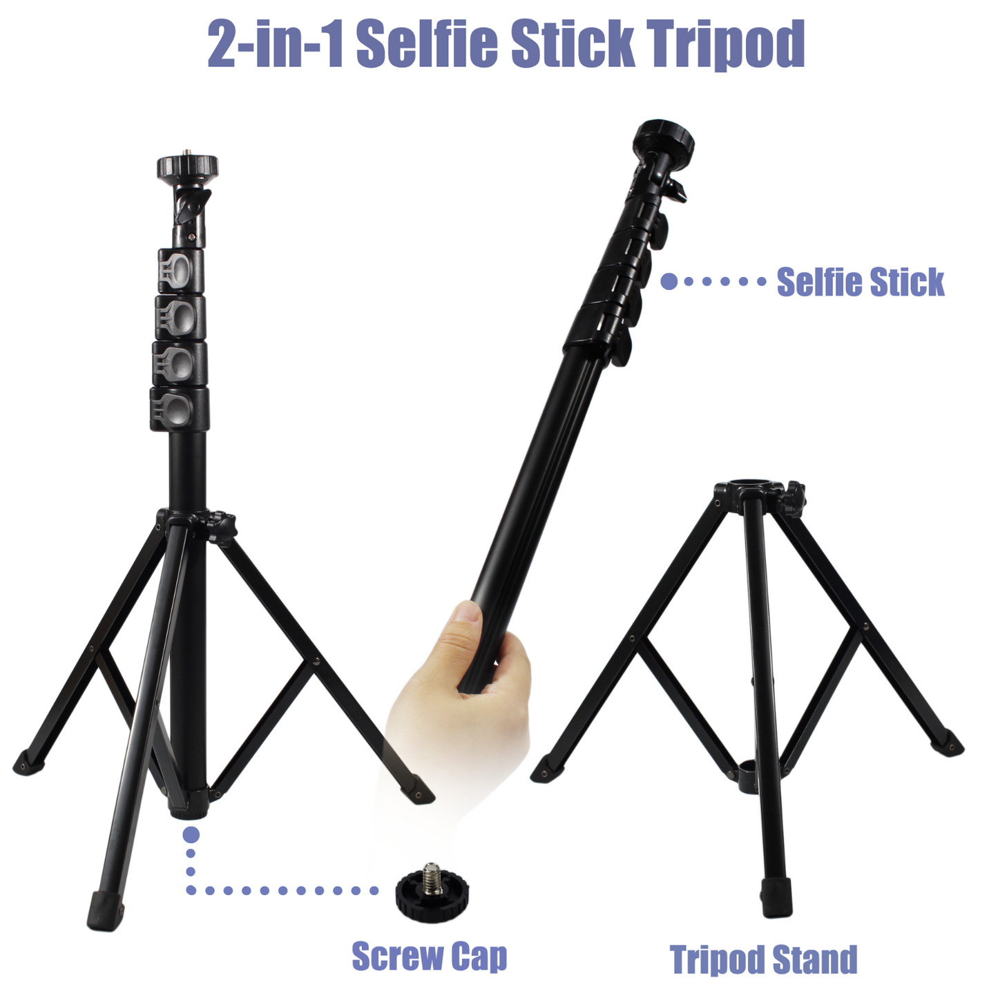 Universal 62-inch Selfie Stick Tripod Stand for Cell Phone with Bluetooth Remote