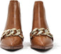 Women’s Pointed Toe Western Ankle Boots Brown Size 6  with Chain