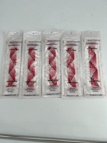 5- Pack S  Color pink Rainbow Loop Watch Bands 0.8 x 6.7 Inch  Fits 42mm/44mm/45