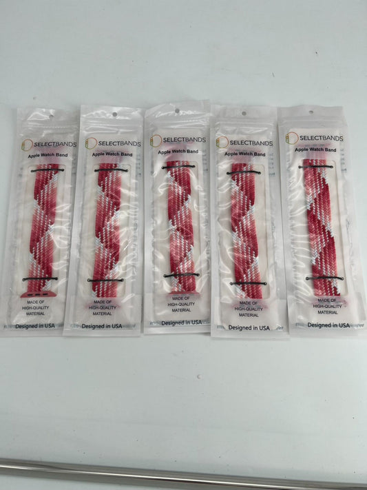 5- Pack S  Color pink Rainbow Loop Watch Bands 0.8 x 6.7 Inch  Fits 42mm/44mm/45